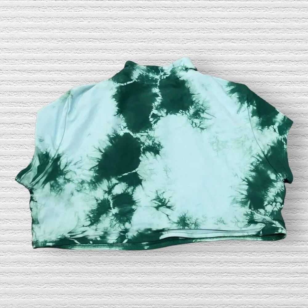 Frankie’s Bikinis Med Logan Green Blue Tie Dye Top